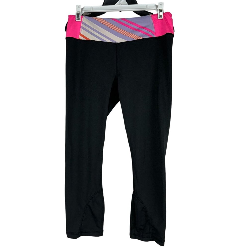 High Energie Junior Girls Leggings Size M Black Pink Waistband